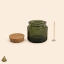 100 ml Green Glass Candle Jar Set with Cork Lid and Wick