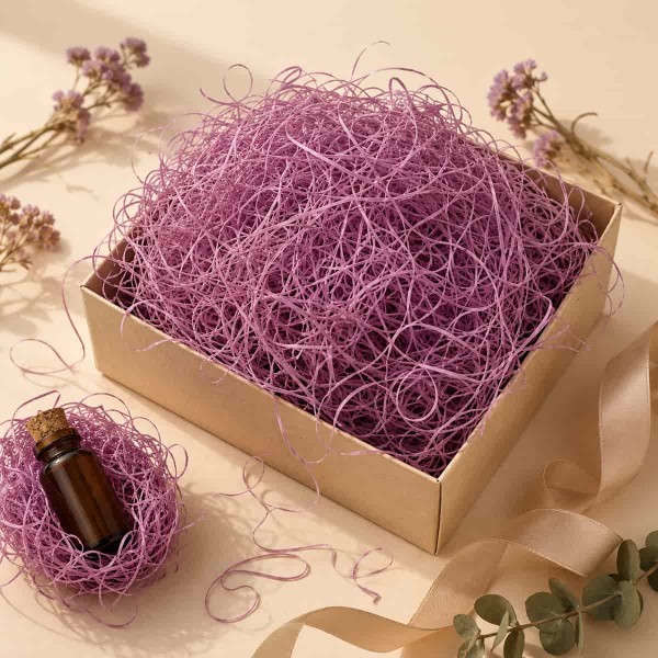 Lilac Colored Wood Wool Packaging Filler, 100 g Lilac Colored Wood Wool Packaging Filler, 100 g