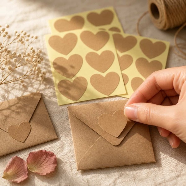 Blank Kraft Heart Self-Adhesive Labels – 3.1 x 3.3 cm Blank Kraft Heart Self-Adhesive Labels – 3.1 x 3.3 cm