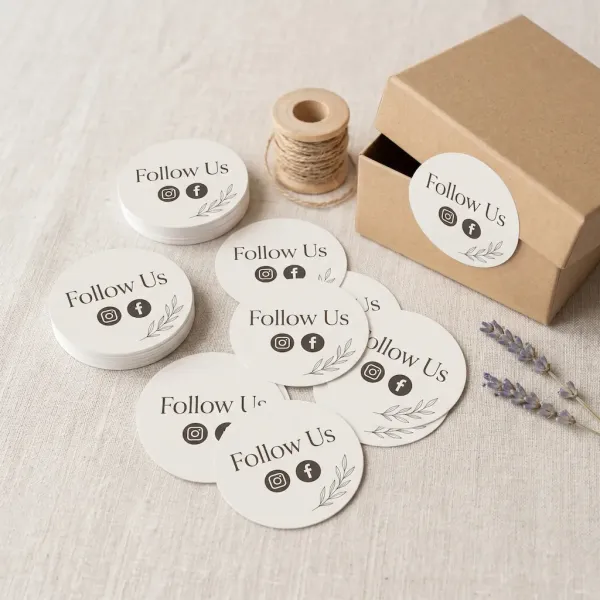 Social Media Follow Us Stickers - Round Set