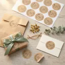 Round Kraft Thank You Stickers - Botanical Design