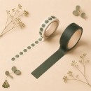 Botany Imprint 10 mm Decorative Washi Tape - Botanical Green and Green Dots