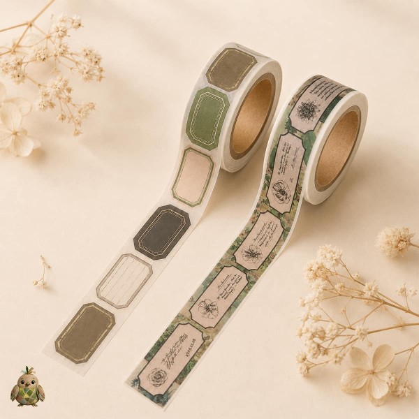Botany Imprint 25 mm decorative washi tape - vintage labels and botanical frames Botany Imprint 25 mm decorative washi tape - vintage labels and botanical frames