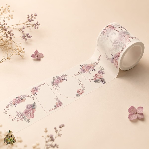 Decorative washi tape 50 mm Cameo Rose Whisper - pastel floral frames