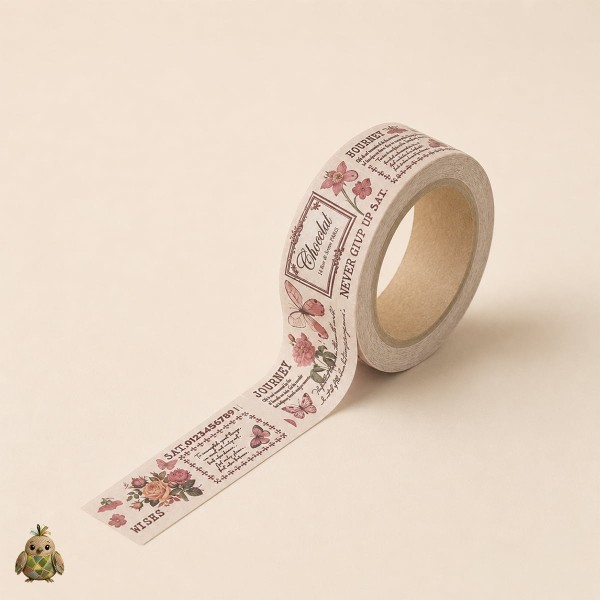 Flower Gallery 25 mm Washi Tape - Labels and Floral Collage