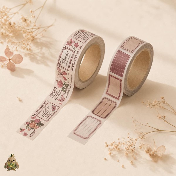 Flower Gallery 25 mm Washi Tape - Labels and Floral Collage