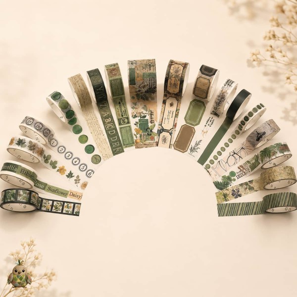 Washi Tape Set Botany Imprint – 18 rolls vintage botanical collection Washi Tape Set Botany Imprint – 18 rolls vintage botanical collection
