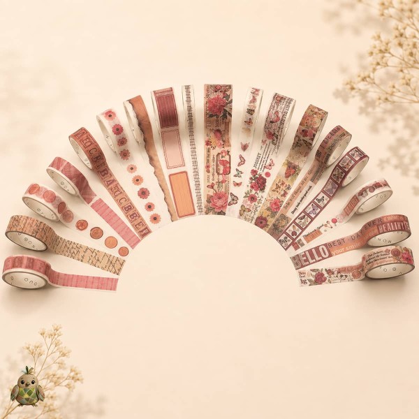 Washi Tape Set "Flower Gallery" – 18 rolls vintage botanical collection