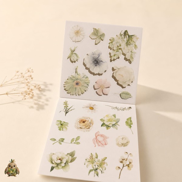 Blossom Season Green Vine Floral Language Sticker Book – PET and Washi Floral Stickers, approx. 120 pcs Blossom Season Green Vine Floral Language Sticker Book – PET and Washi Floral Stickers, approx. 120 pcs