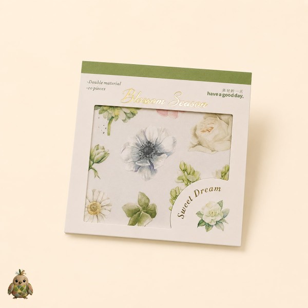 Blossom Season Green Vine Floral Language Sticker Book – PET and Washi Floral Stickers, approx. 120 pcs Blossom Season Green Vine Floral Language Sticker Book – PET and Washi Floral Stickers, approx. 120 pcs