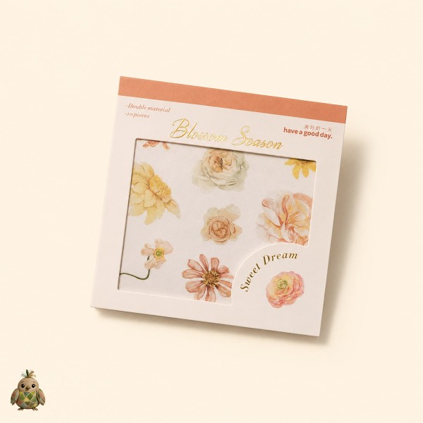 Blossom Season Warm Sun and Flowers Sticker Book – PET and Washi Floral Stickers, approx. 120 pcs Blossom Season Warm Sun and Flowers Sticker Book – PET and Washi Floral Stickers, approx. 120 pcs