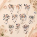 Butterfly Listening to the Wind PET Sticker Set – watercolor butterflies and flowers, 10 pcs