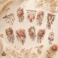 Catching Dreams PET Sticker Set – pink flowers and dreamcatcher accents, 10 pcs Catching Dreams PET Sticker Set – pink flowers and dreamcatcher accents, 10 pcs