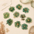Gold-Plated Flower Dawn Green Flower PET Sticker Set – 10 designs with green flowers and gold details Gold-Plated Flower Dawn Green Flower PET Sticker Set – 10 designs with green flowers and gold details