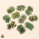 Gold-Plated Flower Dawn Green Flower PET Sticker Set – green flowers with gold details, 20 pcs Gold-Plated Flower Dawn Green Flower PET Sticker Set – green flowers with gold details, 20 pcs