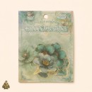 Gold-Plated Flower Dawn Green Flower PET Sticker Set – green flowers with gold details, 20 pcs