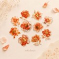 Gold-Plated Flower Dawn Orange Core Gardenia PET Sticker Set – 10 designs with orange flowers and gold details