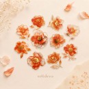 Gold-Plated Flower Dawn Orange Core Gardenia PET Sticker Set – 10 designs with orange flowers and gold details Gold-Plated Flower Dawn Orange Core Gardenia PET Sticker Set – 10 designs with orange flowers and gold details