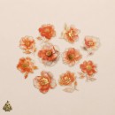 Gold-Plated Flower Dawn Orange Core Gardenia PET Sticker Set – 10 designs with orange flowers and gold details