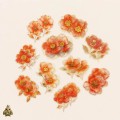Gold-Plated Flower Dawn Orange Core Gardenia PET Sticker Set – orange flowers with gold details, 20 pcs
