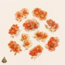 Gold-Plated Flower Dawn Orange Core Gardenia PET Sticker Set – orange flowers with gold details, 20 pcs Gold-Plated Flower Dawn Orange Core Gardenia PET Sticker Set – orange flowers with gold details, 20 pcs