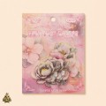 Gold-Plated Flower Dawn Pink Mist Dream PET Sticker Set – pink grey flowers with gold details, 20 pcs