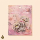 Gold-Plated Flower Dawn Pink Mist Dream PET Sticker Set – pink grey flowers with gold details, 20 pcs