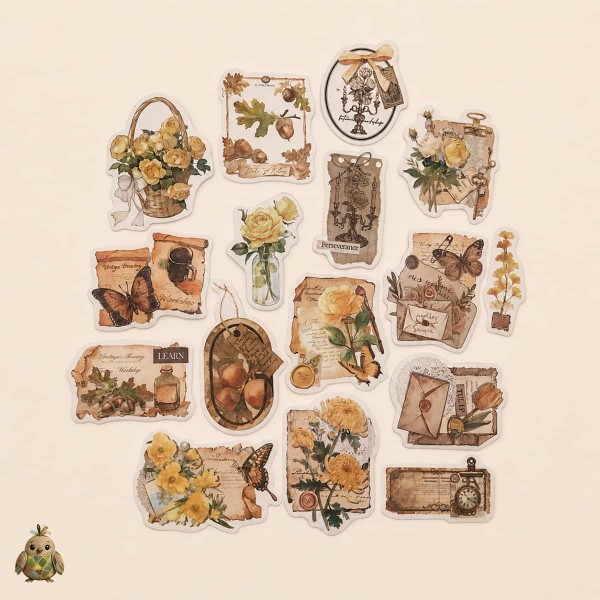 Journal Vintage Sticker Pack "Freud's Garden", Autumn's Blessing – 16 die-cut botanical stickers Journal Vintage Sticker Pack "Freud's Garden", Autumn's Blessing – 16 die-cut botanical stickers