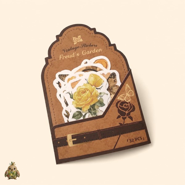 Journal Vintage Sticker Pack "Freud's Garden", Autumn's Blessing – 32 die-cut washi botanical stickers Journal Vintage Sticker Pack "Freud's Garden", Autumn's Blessing – 32 die-cut washi botanical stickers
