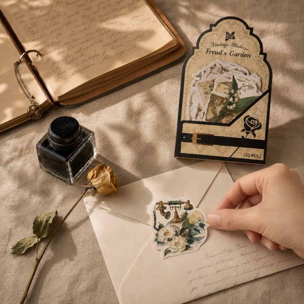 Journal Vintage Sticker Pack "Freud's Garden", Spring's Appointment – 32 die-cut washi botanical stickers Journal Vintage Sticker Pack "Freud's Garden", Spring's Appointment – 32 die-cut washi botanical stickers