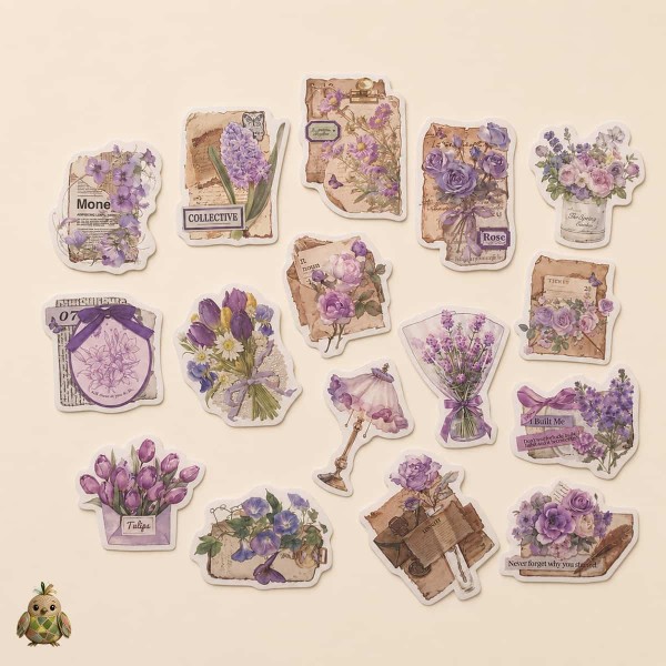 Journal Vintage Sticker Pack "Freud's Garden", Whisper of the Night – 16 die-cut botanical stickers Journal Vintage Sticker Pack "Freud's Garden", Whisper of the Night – 16 die-cut botanical stickers