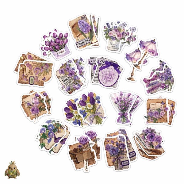 Journal Vintage Sticker Pack "Freud's Garden", Whisper of the night – 32 die-cut washi botanical stickers Journal Vintage Sticker Pack "Freud's Garden", Whisper of the night – 32 die-cut washi botanical stickers