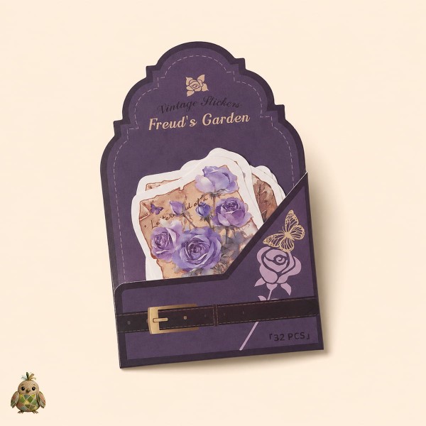 Journal Vintage Sticker Pack "Freud's Garden", Whisper of the night – 32 die-cut washi botanical stickers Journal Vintage Sticker Pack "Freud's Garden", Whisper of the night – 32 die-cut washi botanical stickers