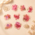 Starry Flower Charm Sweet Starlight PET Sticker Set – pink flowers with gold details, 10 pcs Starry Flower Charm Sweet Starlight PET Sticker Set – pink flowers with gold details, 10 pcs