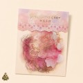 Starry Flower Charm Sweet Starlight PET Sticker Set – pink flowers with gold details, 10 pcs Starry Flower Charm Sweet Starlight PET Sticker Set – pink flowers with gold details, 10 pcs