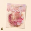 Starry Flower Charm Sweet Starlight PET Sticker Set – pink flowers with gold details, 10 pcs