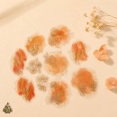 Starry Flower Charm Warm Sun Dance PET Sticker Set – warm flowers with rose-gold details, 10 pcs