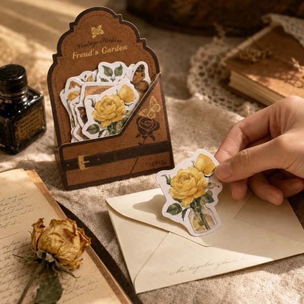 Vintage Sticker Pack "Freud's Garden", autumn's blessing – 16 die-cut botanical stickers