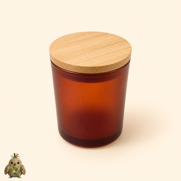 220 ml Frosted Amber Glass Jar with Bamboo Lid 220 ml Frosted Amber Glass Jar with Bamboo Lid