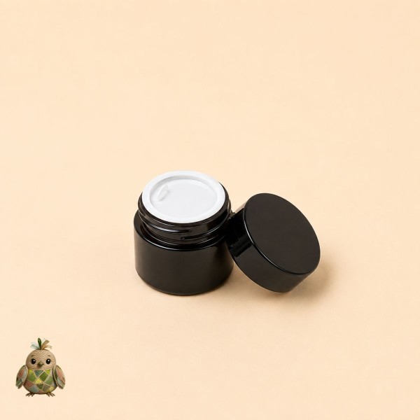 10 ml Amber Glass Jar with Black Lid and Sealing Disc