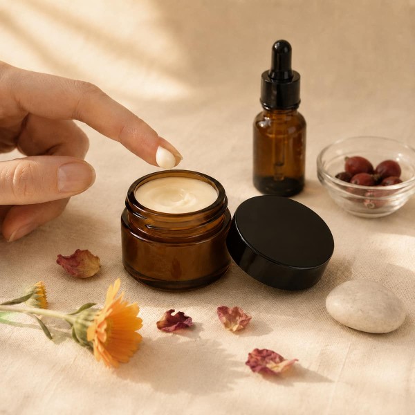 30 ml Amber Glass Jar with Black Lid and Sealing Disc 30 ml Amber Glass Jar with Black Lid and Sealing Disc