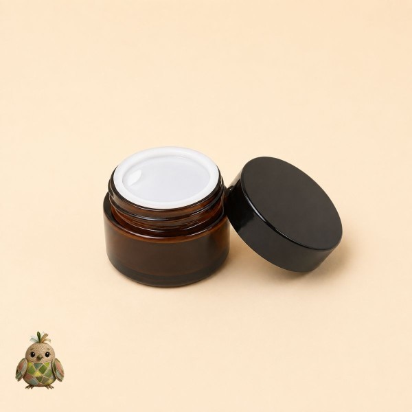 30 ml Amber Glass Jar with Black Lid and Sealing Disc 30 ml Amber Glass Jar with Black Lid and Sealing Disc