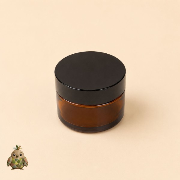 50 ml Amber Glass Jar with Black Lid and Sealing Disc 50 ml Amber Glass Jar with Black Lid and Sealing Disc