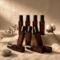 Set of 10 Square Amber Glass Roll-On Bottles, 5 ml, with Metal Roller Balls and Black Caps