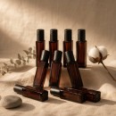 Set of 10 Square Amber Glass Roll-On Bottles, 5 ml, with Metal Roller Balls and Black Caps