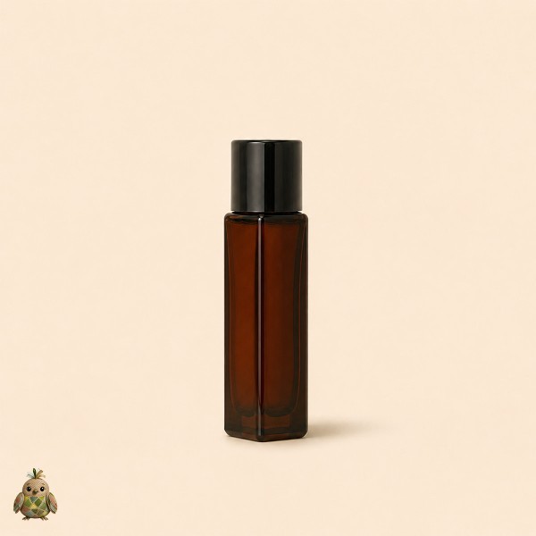 Square Amber Glass Roll-On Bottle 5 ml with Metal Roller Ball and Black Cap Square Amber Glass Roll-On Bottle 5 ml with Metal Roller Ball and Black Cap