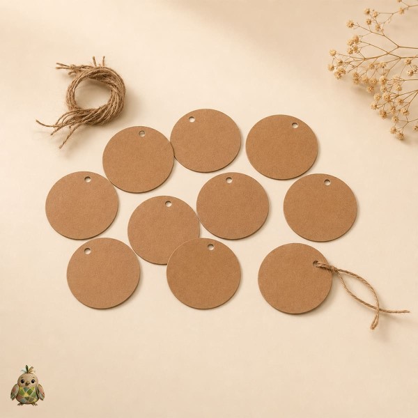 Round Kraft Tags with Jute String, Set of 10