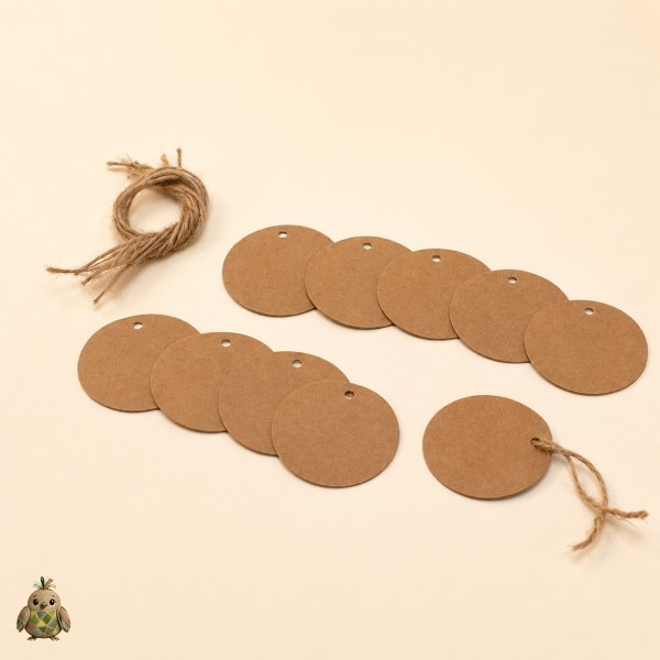 Round Kraft Tags with Jute String, Set of 10