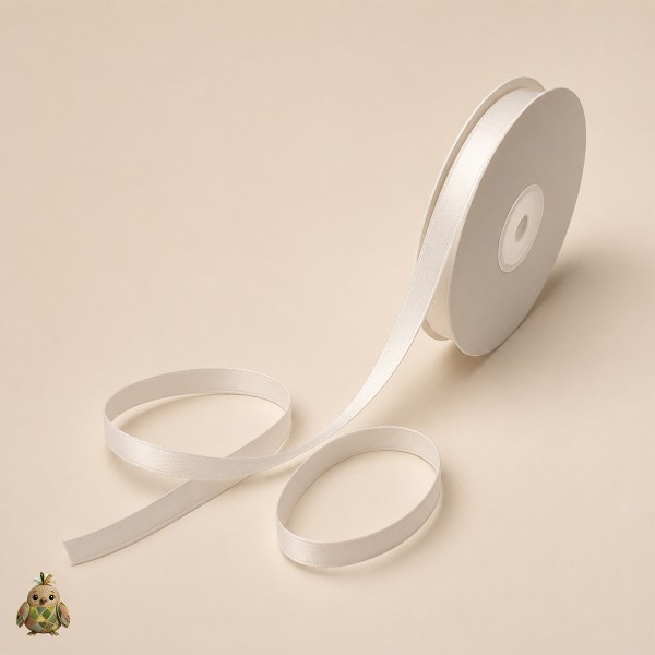White Cotton Blend Ribbon, 10 mm x 15 m White Cotton Blend Ribbon, 10 mm x 15 m