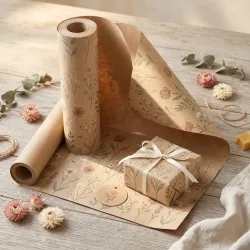 Floral Printed Kraft Wrapping Paper Roll